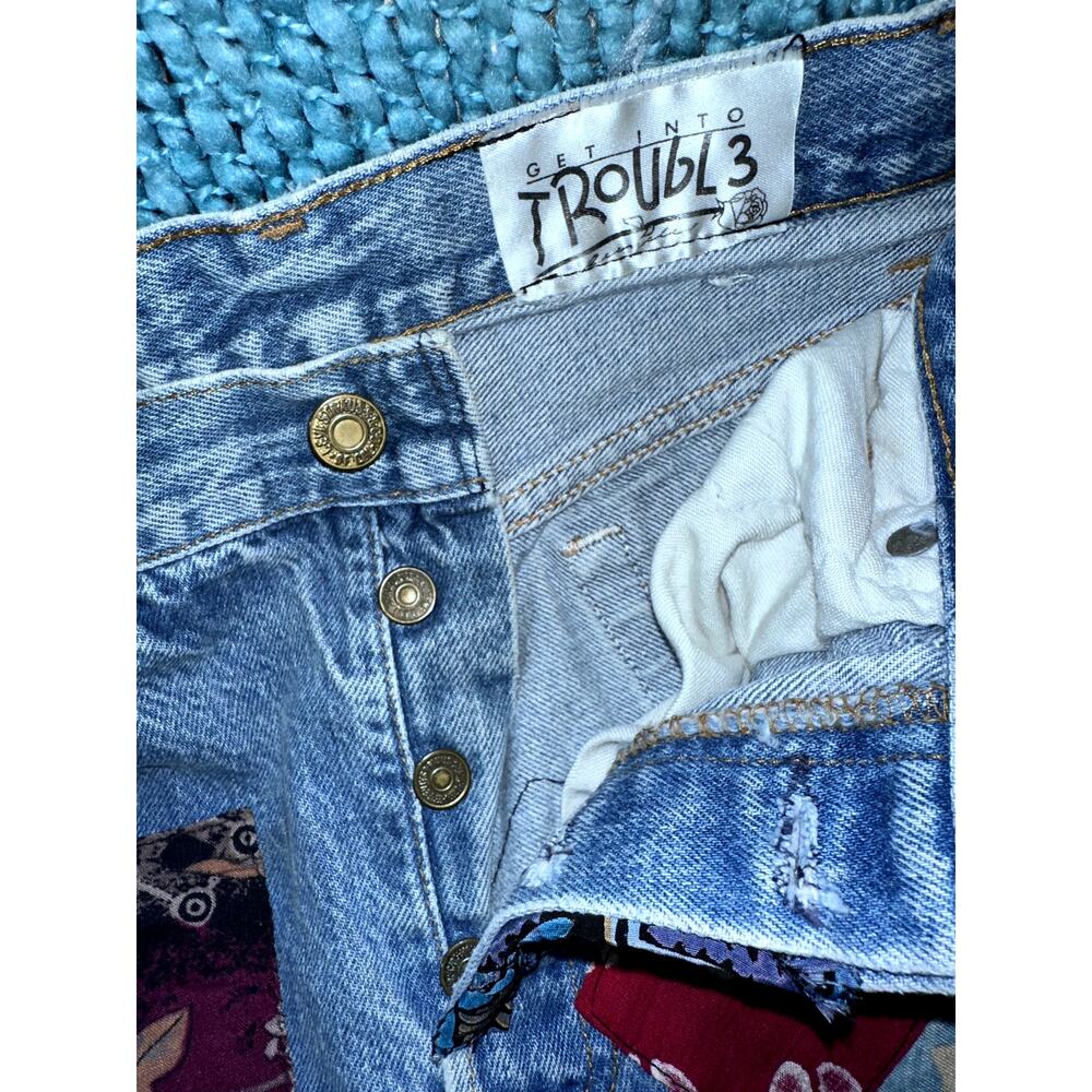 VINTAGE LEVIS 501's PATCHWORK QUILT PATCHED DENIM SHORTS - Picture 4 of 13